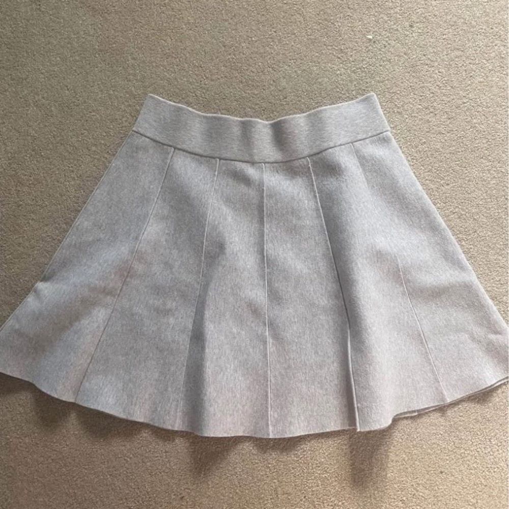 Club Monaco Gray Pleated Skater Mini Skirt